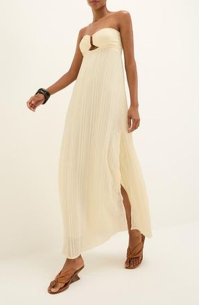Vix Loly Strapless Cotton Blend Maxi Cover-Up Sundress in Ivory at Nordstrom, Size X-Small