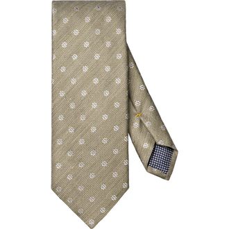 Eton Light Green Floral Linen & Silk Tie at Nordstrom