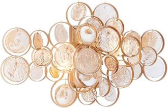 Loops Antique Gold Wall Light & Ornate Amber Glass Detailing - Twin Bulb LED Sonce