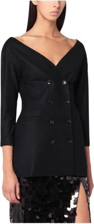 Alberta Ferretti Blazer Cruzado con Cuello en V - Jackets - Mujer - Negro - S