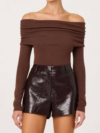 Astr Wynn Textured Shorts In Dark Brown