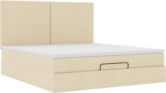 vidaXL Estructura De Cama Otomana Con Colch&oacute;n Tela Crema 160x200cm Vidaxl