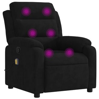 vidaXL Sill&oacute;n De Masaje Reclinable De Terciopelo Negro Vidaxl