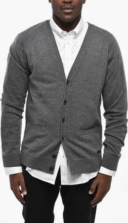 Dsquared2 Cardigan in Lana Vergine con Tasche a Toppa Dsquared2