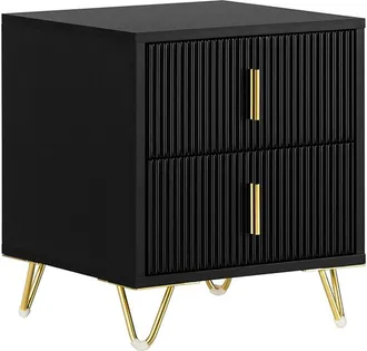 SoBuy Sobuy - Mesita De Noche Mesa Auxiliar Mobiliario De Sal&oacute;n Moderno Con 2 Cajones 40 X 40 X 47 Cm Negro Fbt115-sch Es