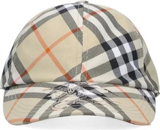 Burberry Equestrian Knight-Applique Checked Baseball Cap, Size Medium