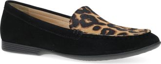 Dansko Womens Lorri Casual Loafer In Black/leopard Suede