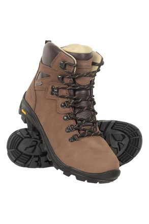 Mountain Warehouse Odyssey Extreme Mens Vibram Boots Nubuck Leather Waterproof Walking Shoes Brown