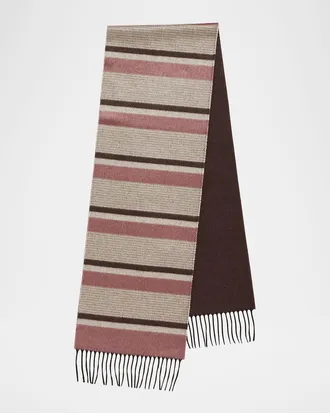 PIACENZA 1733 Men & apos;s Rascar Solid to Stripe Silk and Cashmere Scarf