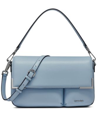 Calvin Klein Calvin Klein Womens Mica Organizational Flap Demi Mica Organizational Flap Shoulder Bag & Crossbody Bag, Dusty Blue, &Uacute;nico