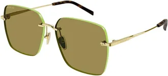 Gucci GG1955SA002 Square Metal Frame Sunglasses - Green