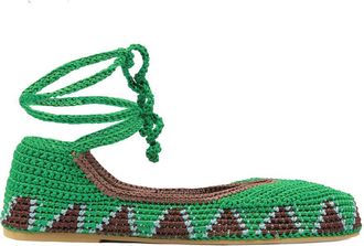 Kashura Crochet Ballerina Flats - Green - 38 (IT38 / UK5)