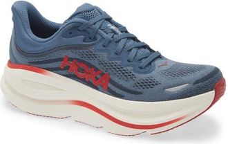 Hoka One One Bondi 9 Running Shoe in Thunder Cloud /Vermillion at Nordstrom, Size 11.5