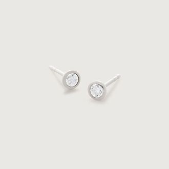 Monica Vinader Sterling Silver Diamond Essential Small Stud Earrings Diamond