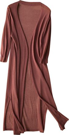 Generic Summer jacket womens light long linen: coat womens elegant spring knitted jacket summer thin long tunic thin casual long sleeve cardigan knitted jumpe