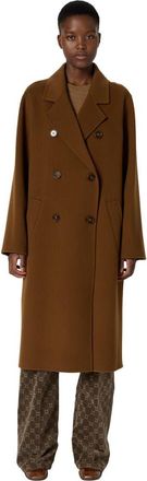 Gerard Darel Milena Tailored Double-Breasted Coat in Cigar at Nordstrom, Size X-Large