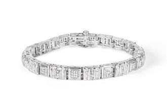 House of Brilliance 10K White Gold Round and Baguette Cut Diamond Bracelet at Nordstrom