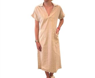 Starkx Linen Stripe Elaine Dress In Oatmeal Oat