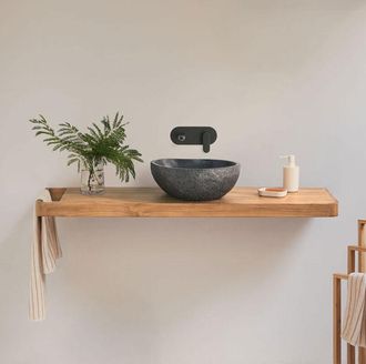 Sklum Conjunto De Mueble De Ba&ntilde;o 130x45 Cm Suspendido En Madera De Teca Neill Sklum