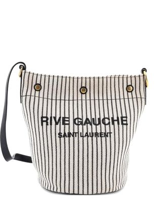 Saint Laurent Rive Gauche Striped Canvas bucket bag - Toni neutri