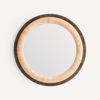 AM.PM Ronde spiegel in tweekleurig rotan, diameter 91 cm, MAE