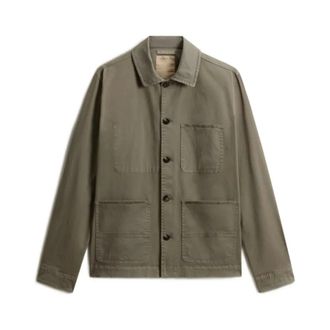 Woolrich Light Jackets, male, Green, Size: XL Cotton Twill Chore Jacket GD