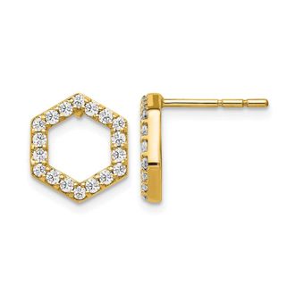 Diamond2Deal 1/2 ct Lab Grown Diamond Hexagon Stud Earrings 14k Gold VS Clarity, D-E Color