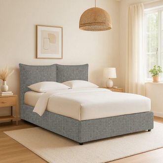 Talamo Italia Cama Individual Chatteris, Desenfundable, Hecho En Italia, Gris Ceniza