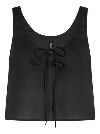 Karl Lagerfeld Tie-front top - women - Cotton - S - Black