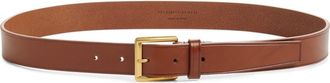 Saint Laurent New Line Buckle Leather Belt in Dark Wet Clay at Nordstrom, Size 100