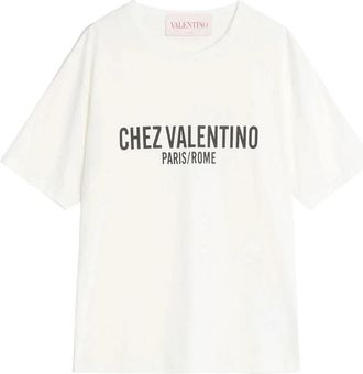 Valentino Garavani Casual Katoenen T-Shirt - Dames - T-shirts - Wit - XL - Katoen - Tops