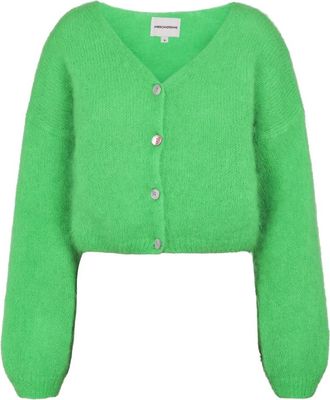 Americandreams Cornelia Cropped Cardigan - Dames - Vesten - Groen - M - Wol - Truien & Vesten