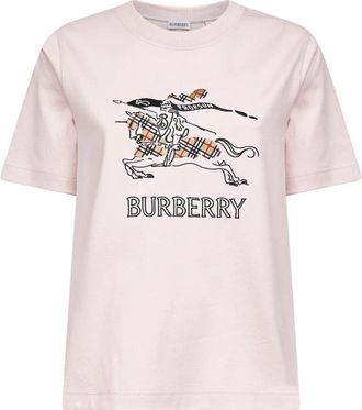 Burberry Frankie EKD Check T-Shirt - Dames - T-shirts - Roze - XS - Katoen - Tops