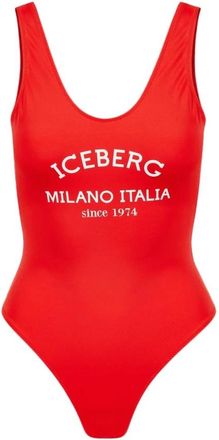 Iceberg Badpak met logo-print - Dames - Badpakken - Rood - L - Nylon - Badmode