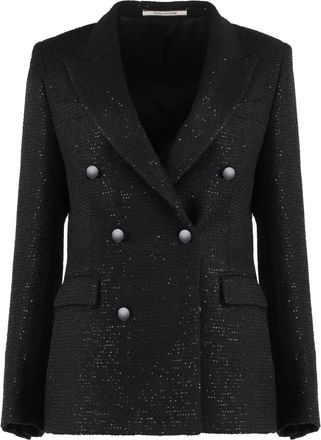 Tagliatore 0205 Sequin Blazer - Dames - Blazers - Zwart - XS - Wol - Jassen