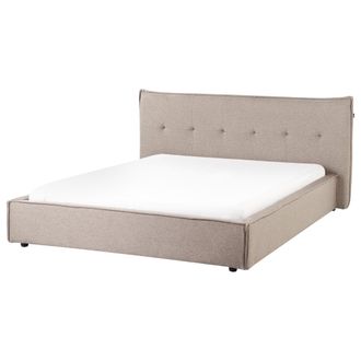 Beliani Cama Con Somier Tapicer&iacute;a De Tela Patas Negras Con Cabecero Y Somier Dormitorio Gris Pardo 160 X 200 Cm Lestre