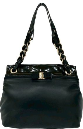 Ferragamo Black Patent Leather Leather Tote Bag (Pre-Owned)