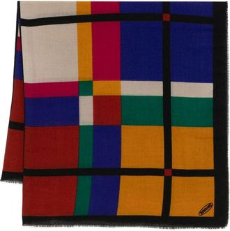 Missoni 1990s patterned-intarsia scarf - Blue