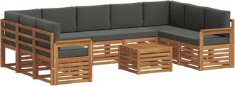 vidaXL Conjunto De Sof&aacute;s De Exterior 10 Uds. Natural Y Antracita Vidaxl
