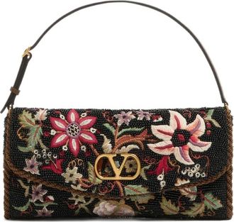 Valentino Garavani Borsa a spalla Vain Soft piccola con ricamo - Nero
