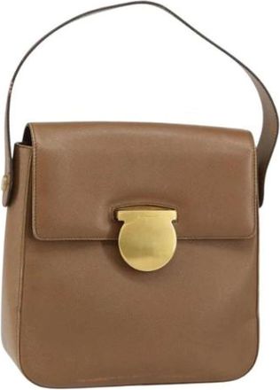 Ferragamo Pre-owned Shoulder Bags, female, Brown, Size: ONE SIZE Pre-owned Leather Shoulder Bag