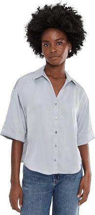 CeCe by Cynthia Steffe 3/4 Sleeve Drop Shoulder Boxy Top Womens Clothing Blue Pearl : LG, Polyester