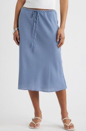 Open Edit Print Midi Skirt in Blue- Ivory Tight Dot at Nordstrom, Size Xx-Small
