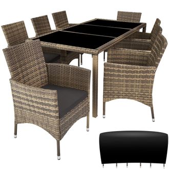 TecTake Garden Furniture Set Almansa in Natural | Size: XL
