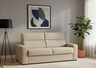 Dmora Dmora - Sof&aacute; Fijo 3 Plazas Ozegna, Sof&aacute; Lineal Para Sal&oacute;n, Acolchado, Desenfundable, Calidad 100% Made In Italy, 220x95 H100 Cm, Beige