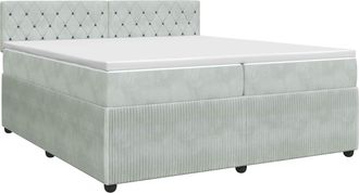 vidaXL Cama Box Spring Con Colch&oacute;n Gris Claro 200 X 200 Cm Terciopelo Vidaxl