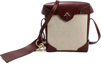 Manu Atelier Chocolate Brown Leather and Canvas Mini Pristine Crossbody Bag