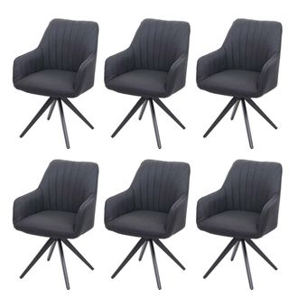 Hhg Hhg - Nunca Usado] Lote De 6 Silla De Comedor 954, Silla De Cocina Sill&oacute;n, Retro Acero Tela/textil, Gris Oscuro