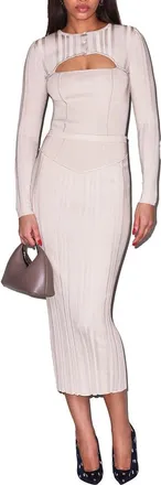 Fleur du Mal Rib Shrug Bodysuit in Tahini at Nordstrom, Size X-Small