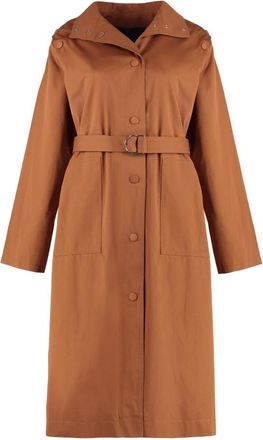 Yves Salomon Katoenen Trenchcoat met Leren Details - Dames - Mantel - Bruin - XS - Katoen - Jassen